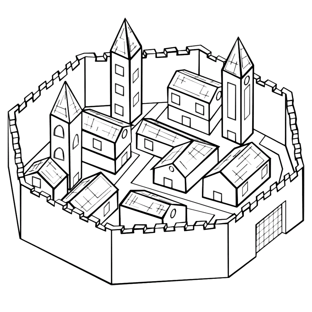 Plansa de colorat cu Medieval 10 2